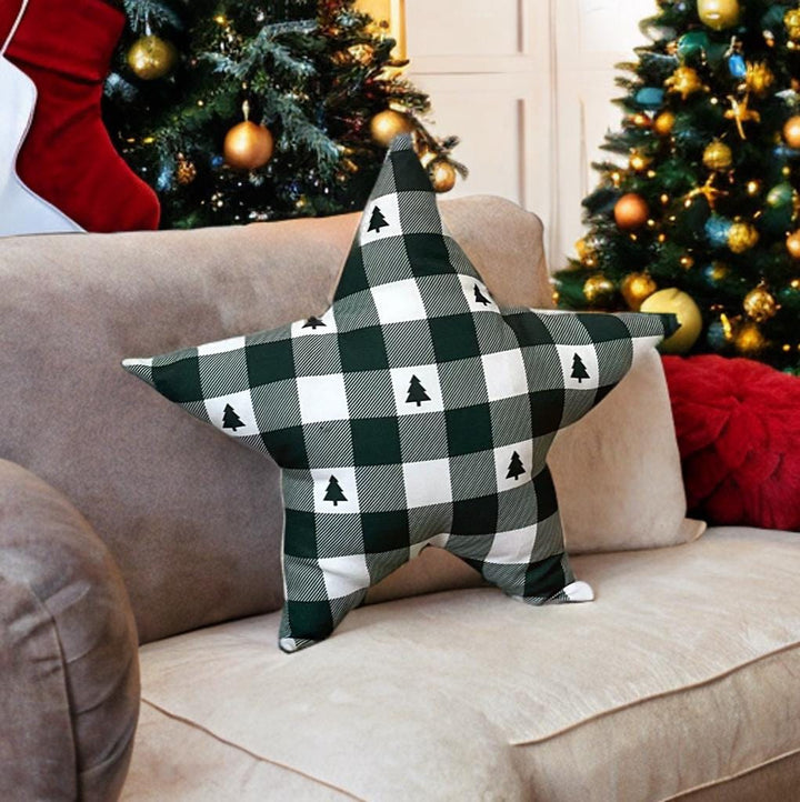 Stylish Plaid Christmas Tree  Star Shaped Decorative Pillow-Holiday Home decor-Birthday gift -Housewarming Gift-Christmas Gift