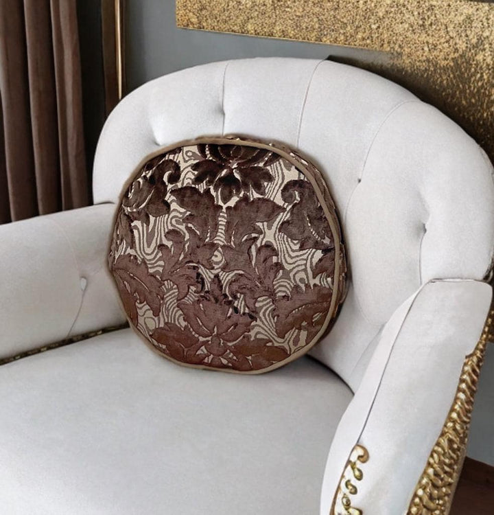 Floral Velvet Round Piping Pillow