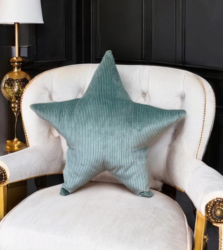 Mint Green Corduroy Star Shaped Pillow