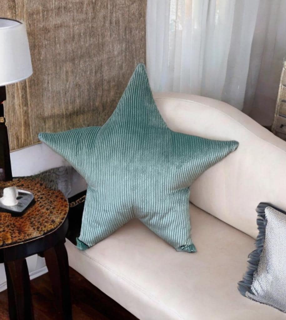 Mint Green Corduroy Star Shaped Pillow