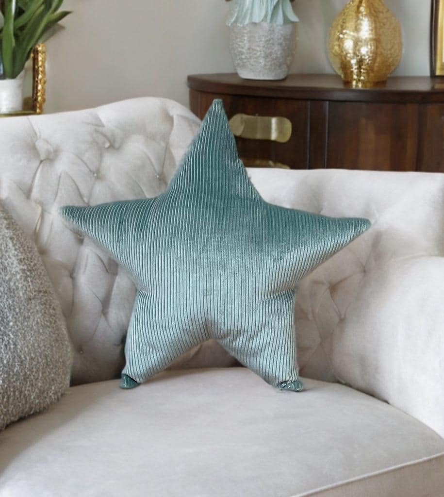 Mint Green Corduroy Star Shaped Pillow