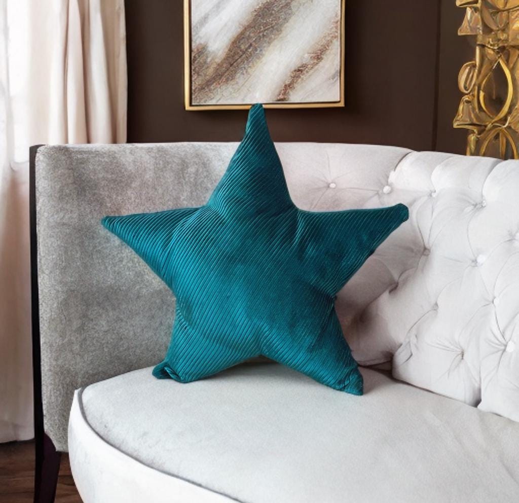 Stylish Teal Blue Corduroy Star Shaped Decorative Pillow - Luxury Home Accessory-Birthday gift - Nursery decor -Star Throw Pillow